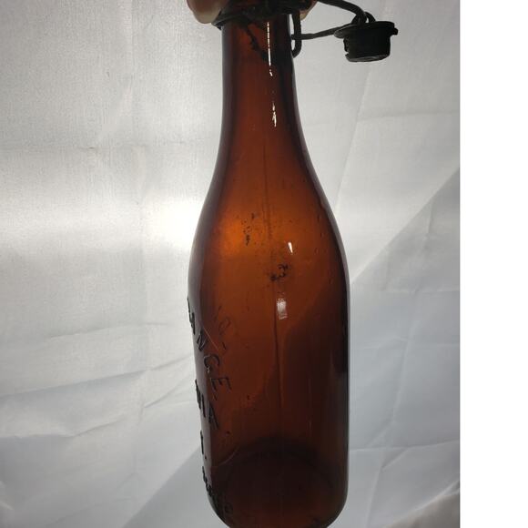 D LaGrange Moravia NY Wired Blob Top Bottle With Cage and Stopper Early 1900s - Picture 10 of 11